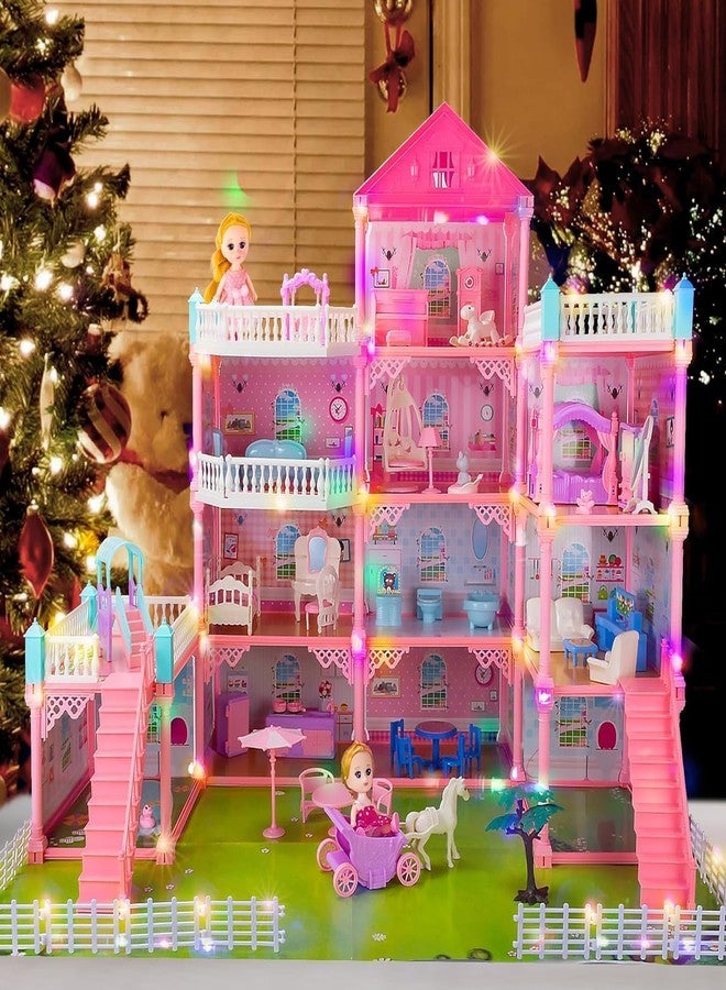 JOYJAY 4-Story Classic Doll House Sweet Family DIY Assembled Luxury Villa 3 4 5 6 7 8 9 Ages Girls Gift Toddlers Dreamhouse Doll House Villa with Funiture Combination Gift for Toddlers Girls - Image 2